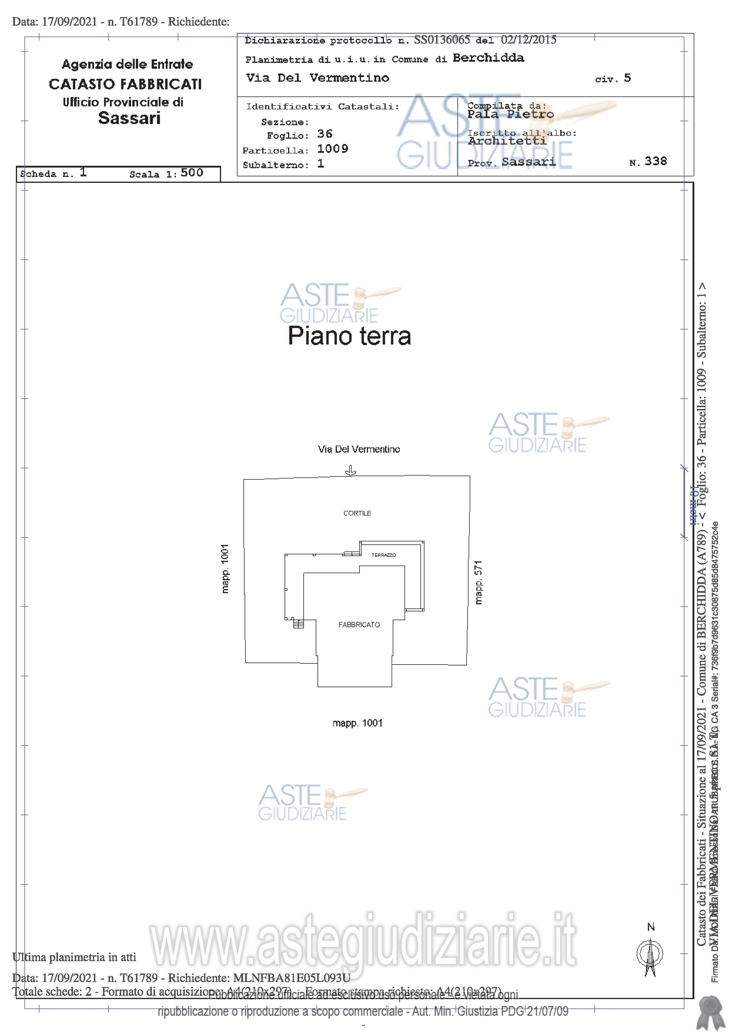 Planimetria del bene