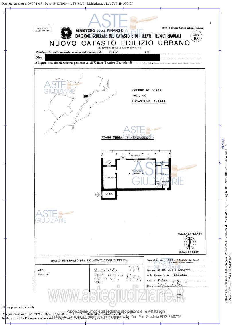 Planimetria del bene