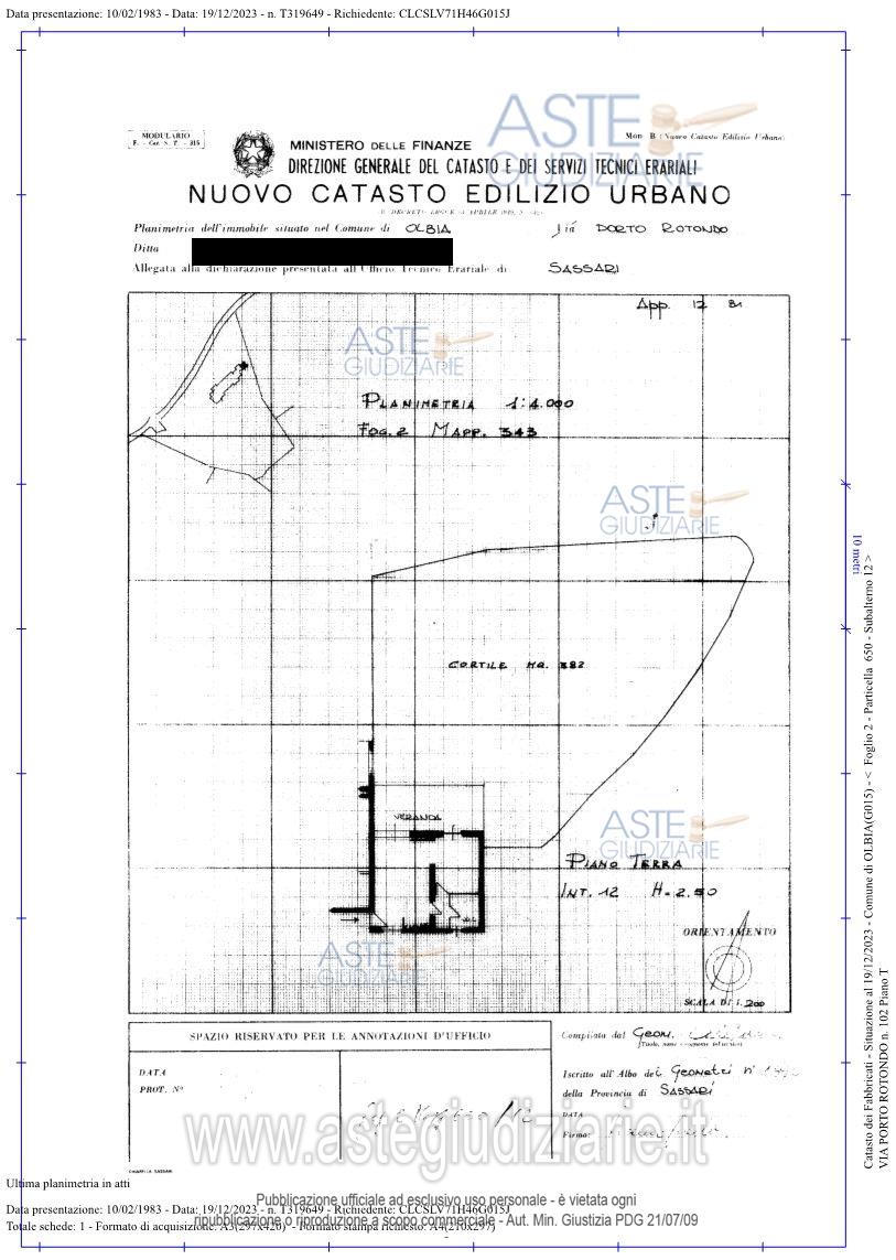 Planimetria del bene