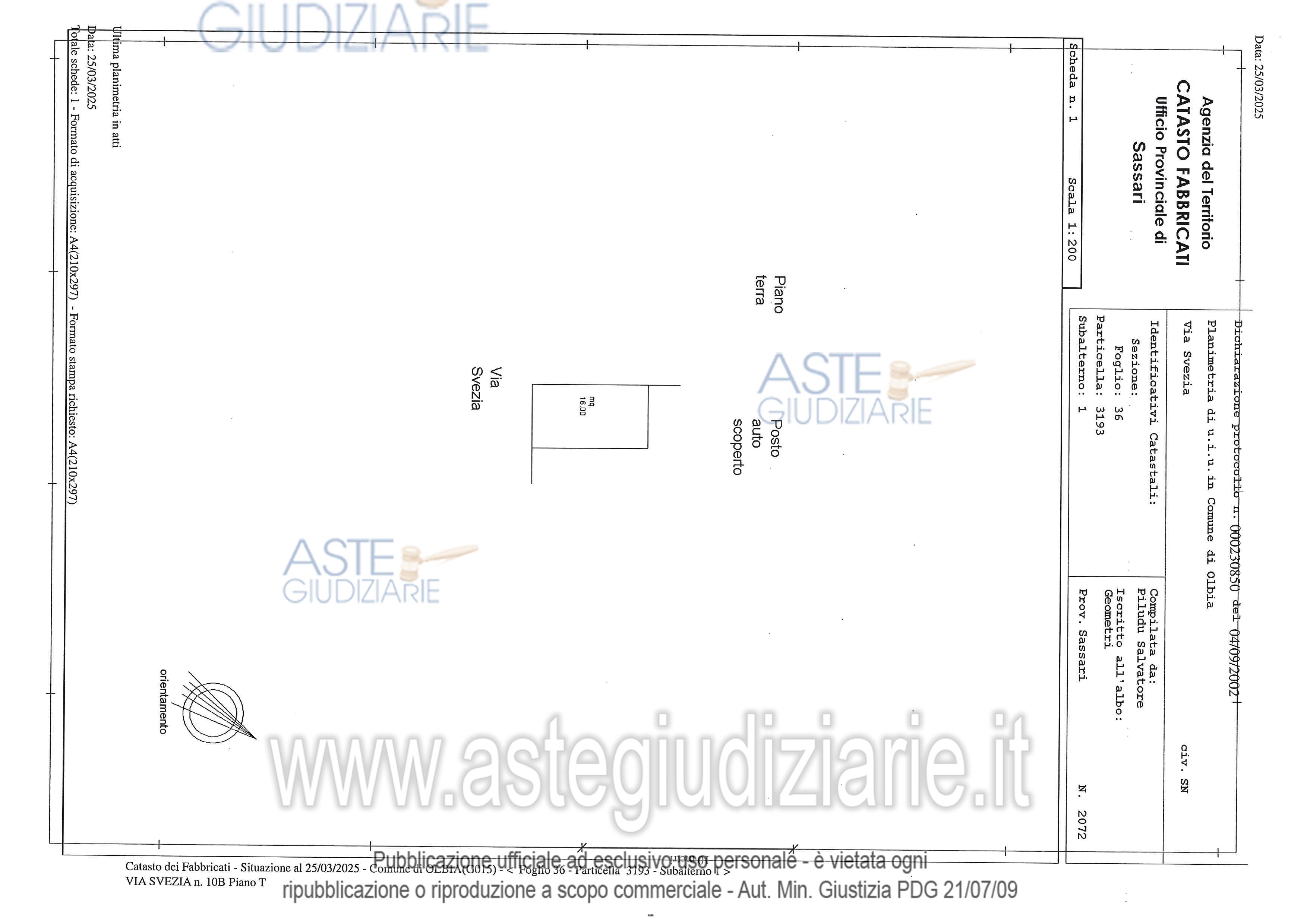 Planimetria del bene