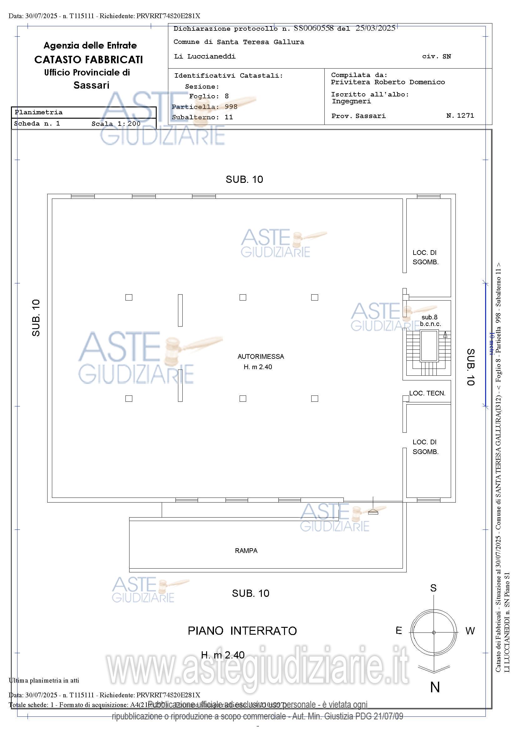 Planimetria del bene