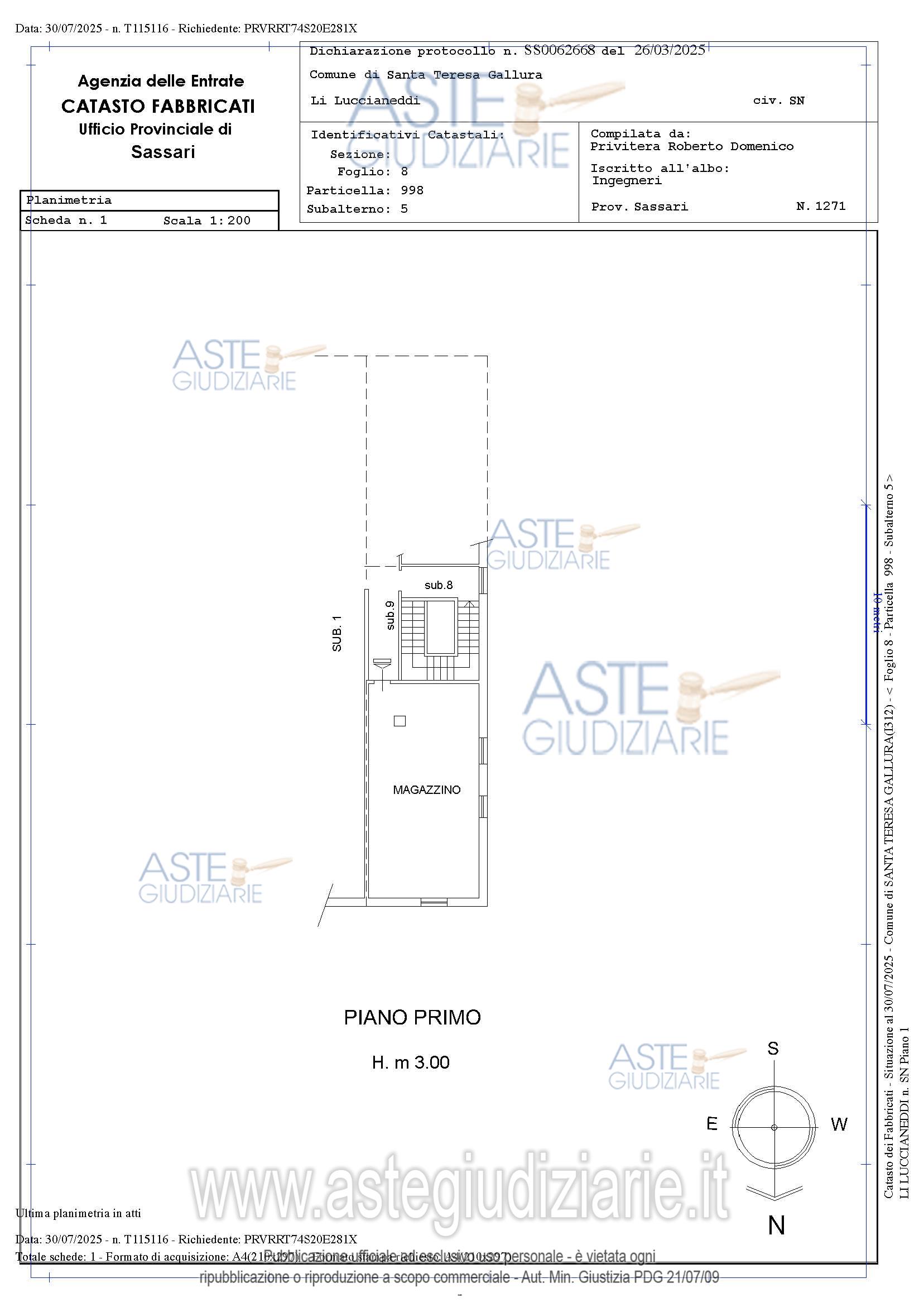 Planimetria del bene