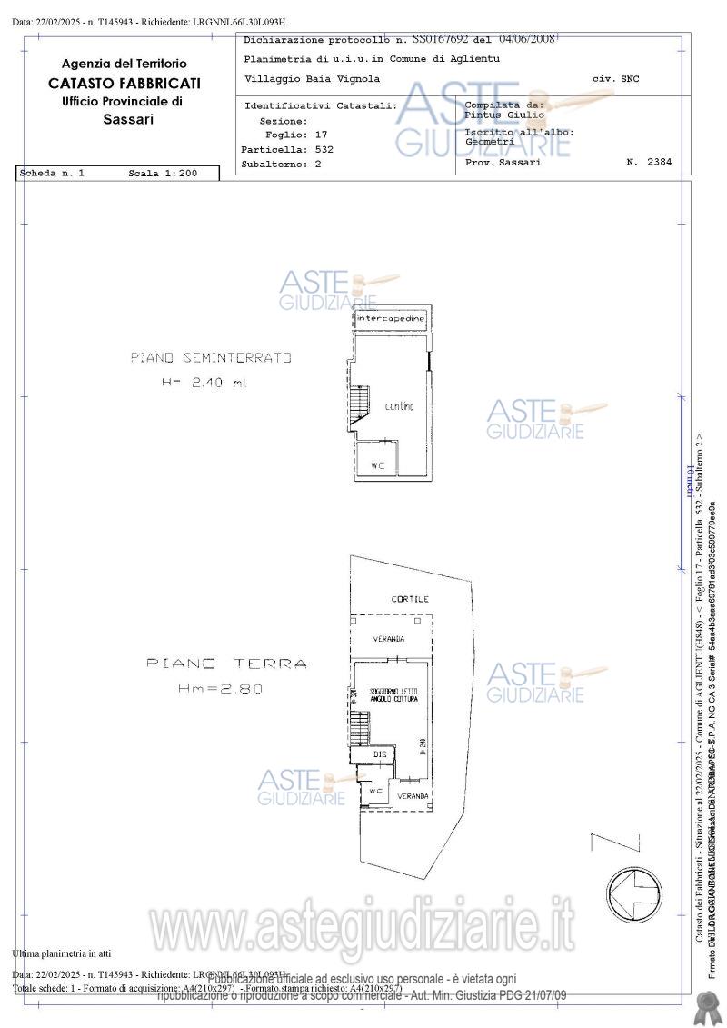 Planimetria del bene