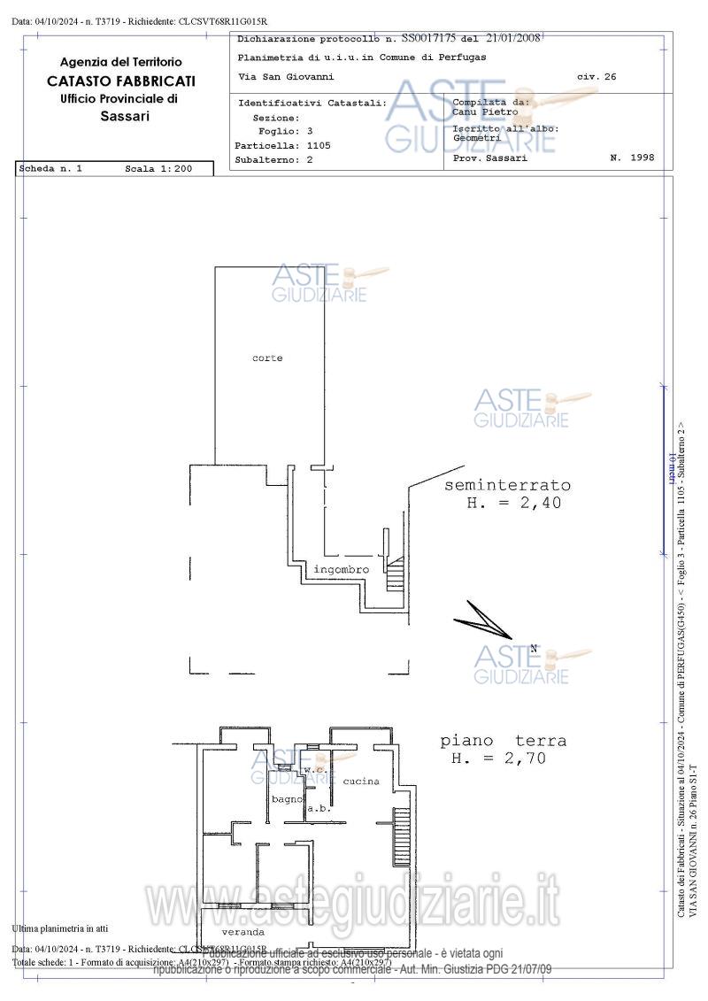 Planimetria del bene