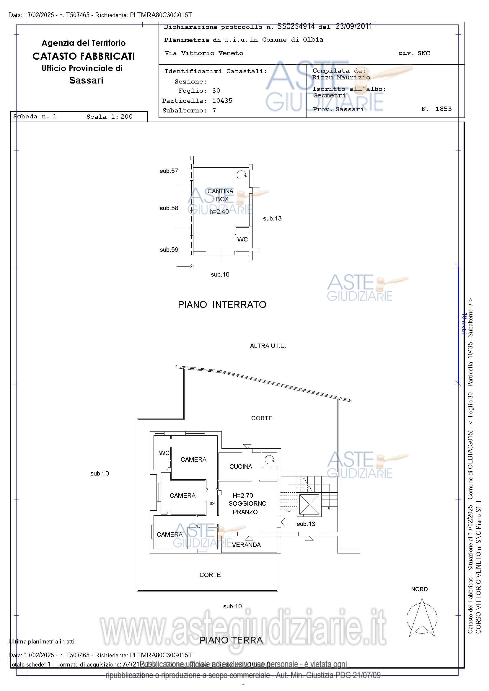 Planimetria del bene
