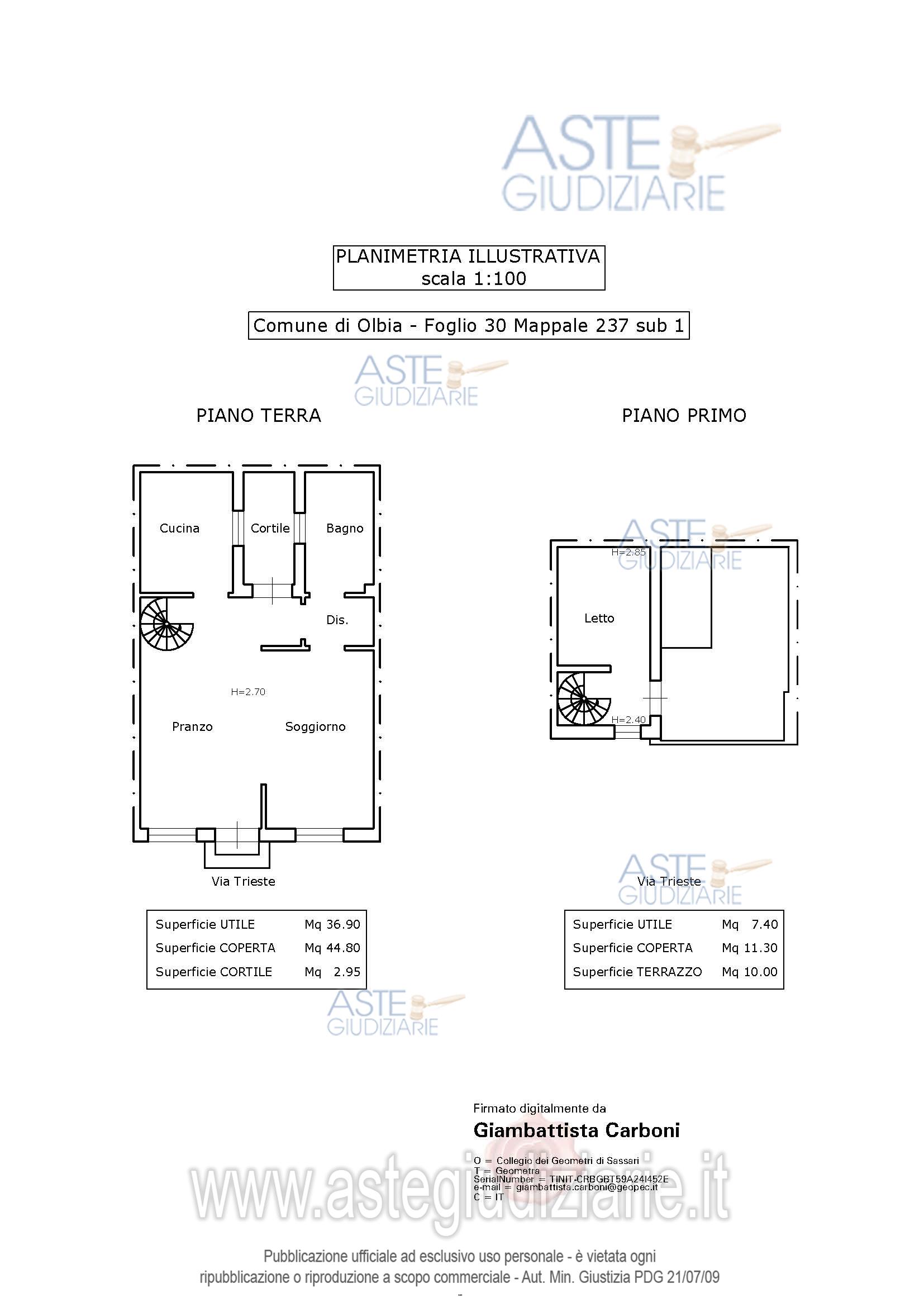 Planimetria del bene