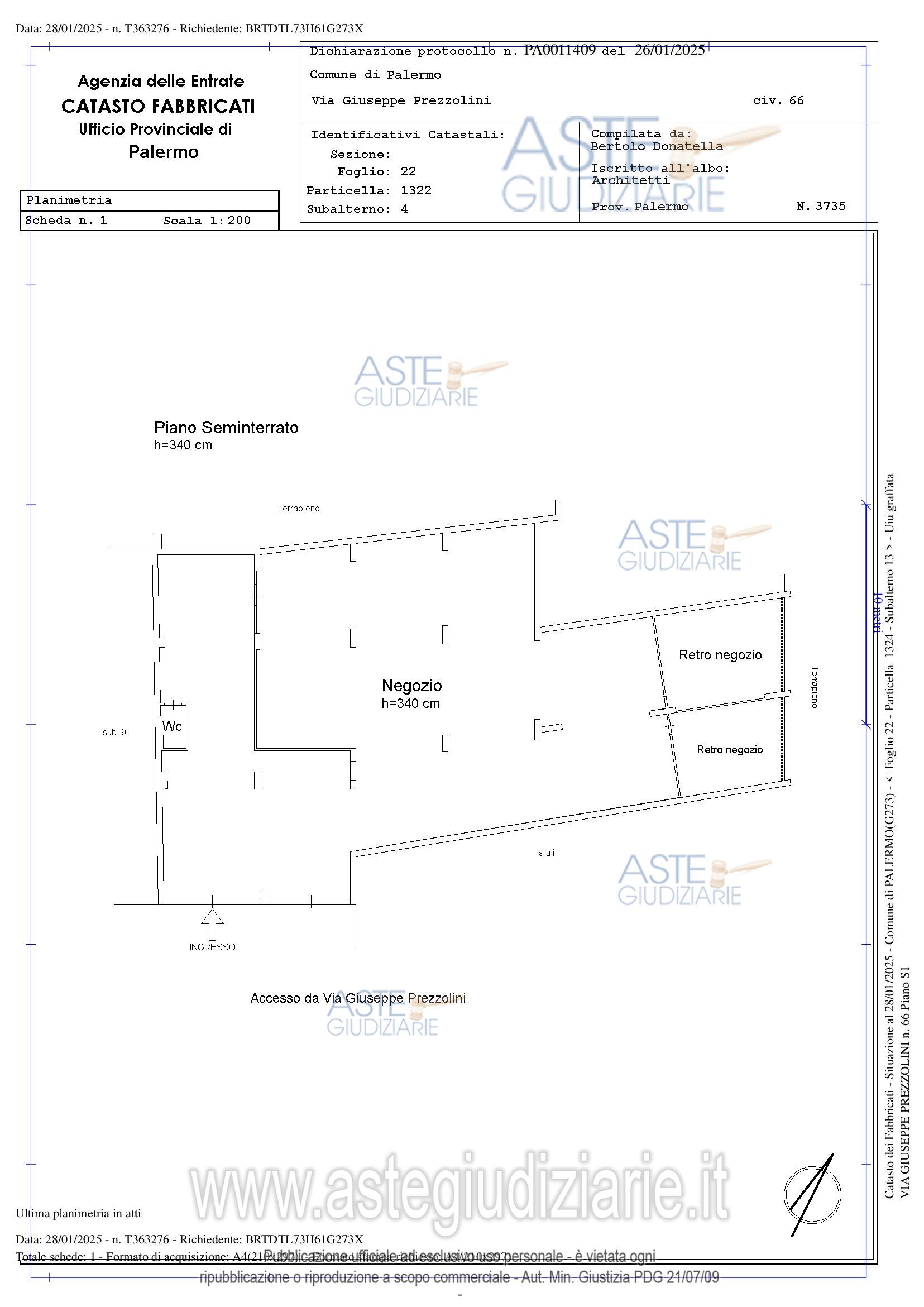 Planimetria del bene