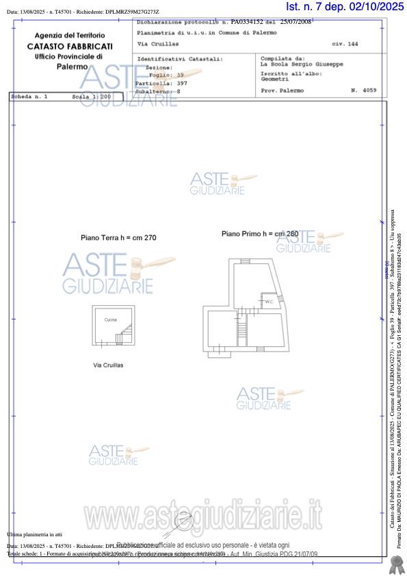 Planimetria del bene
