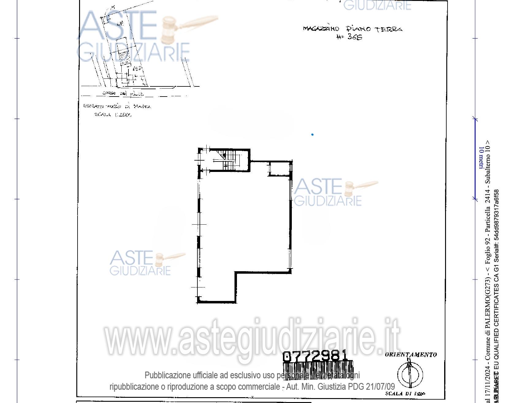 Planimetria del bene