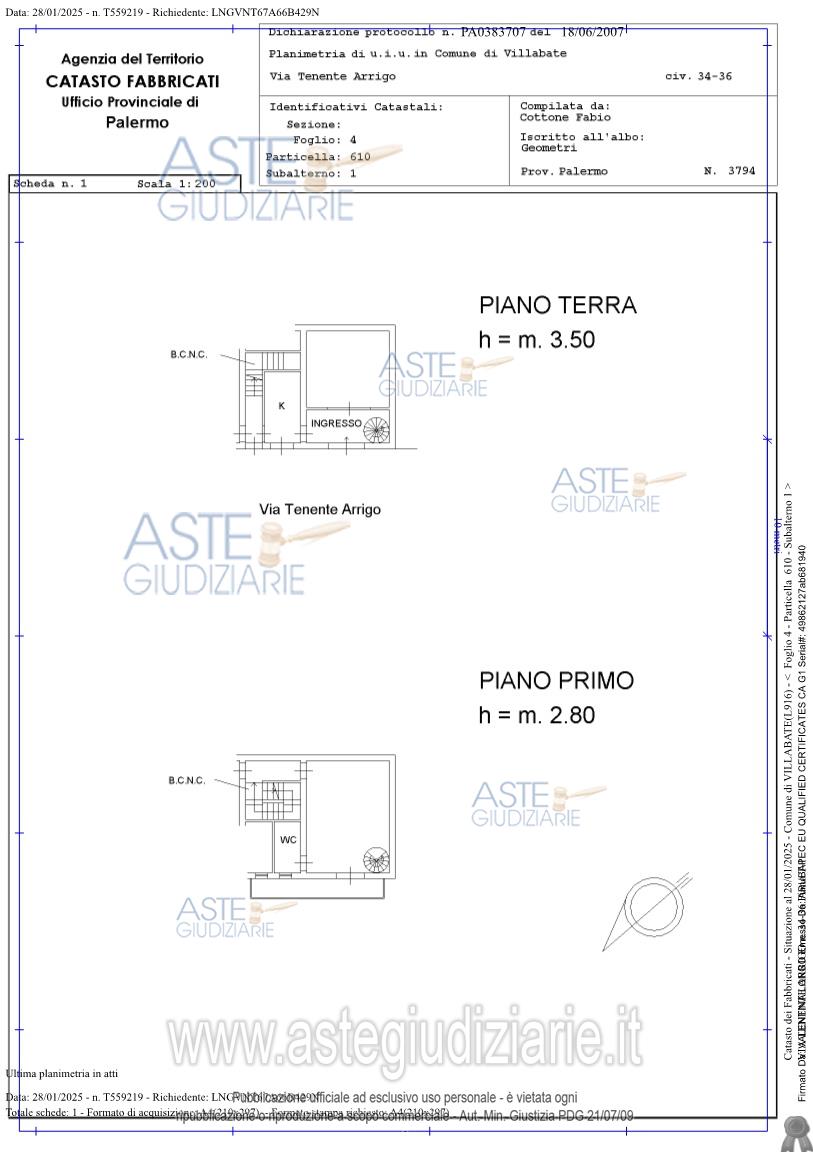 Planimetria del bene
