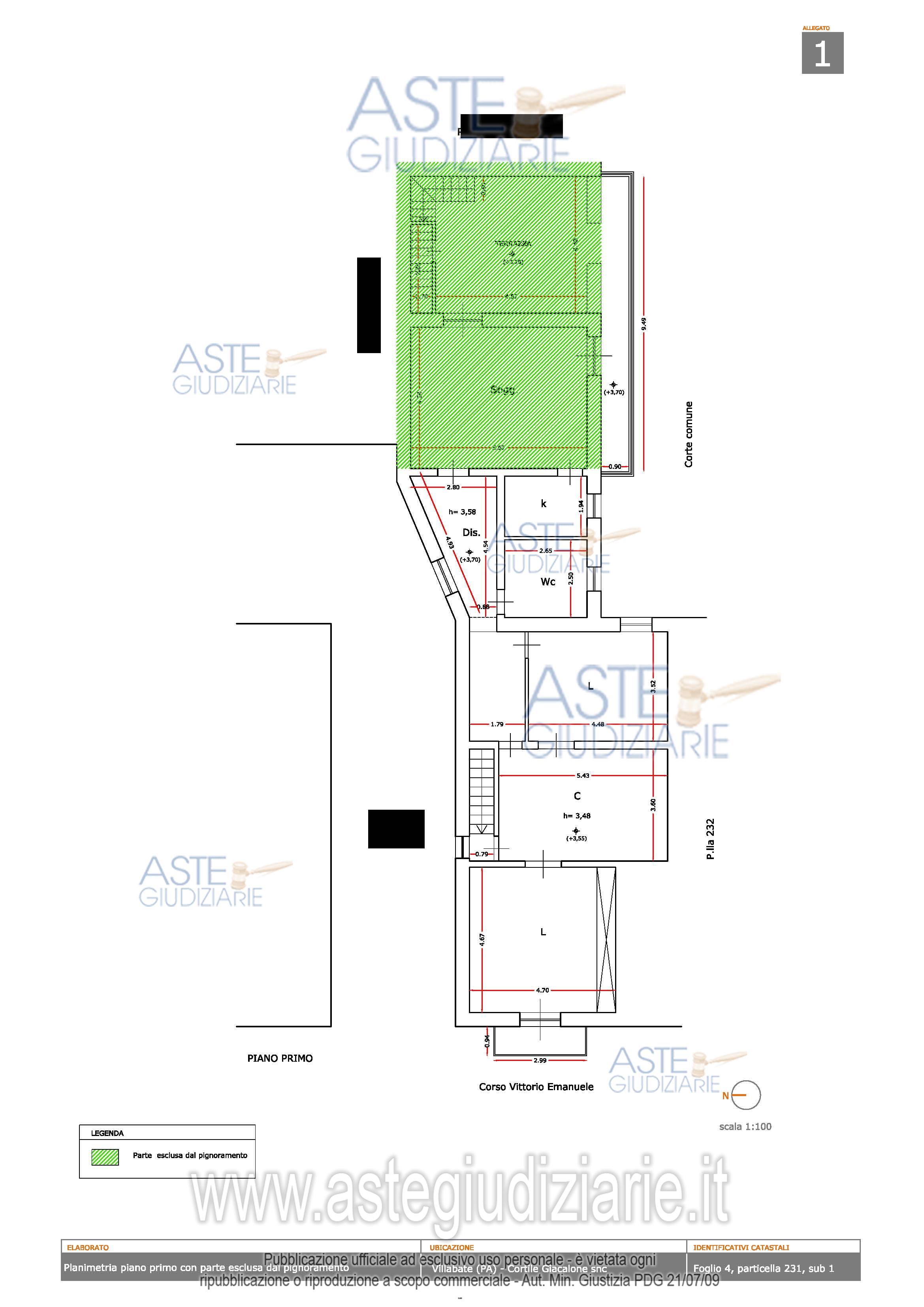 Planimetria del bene