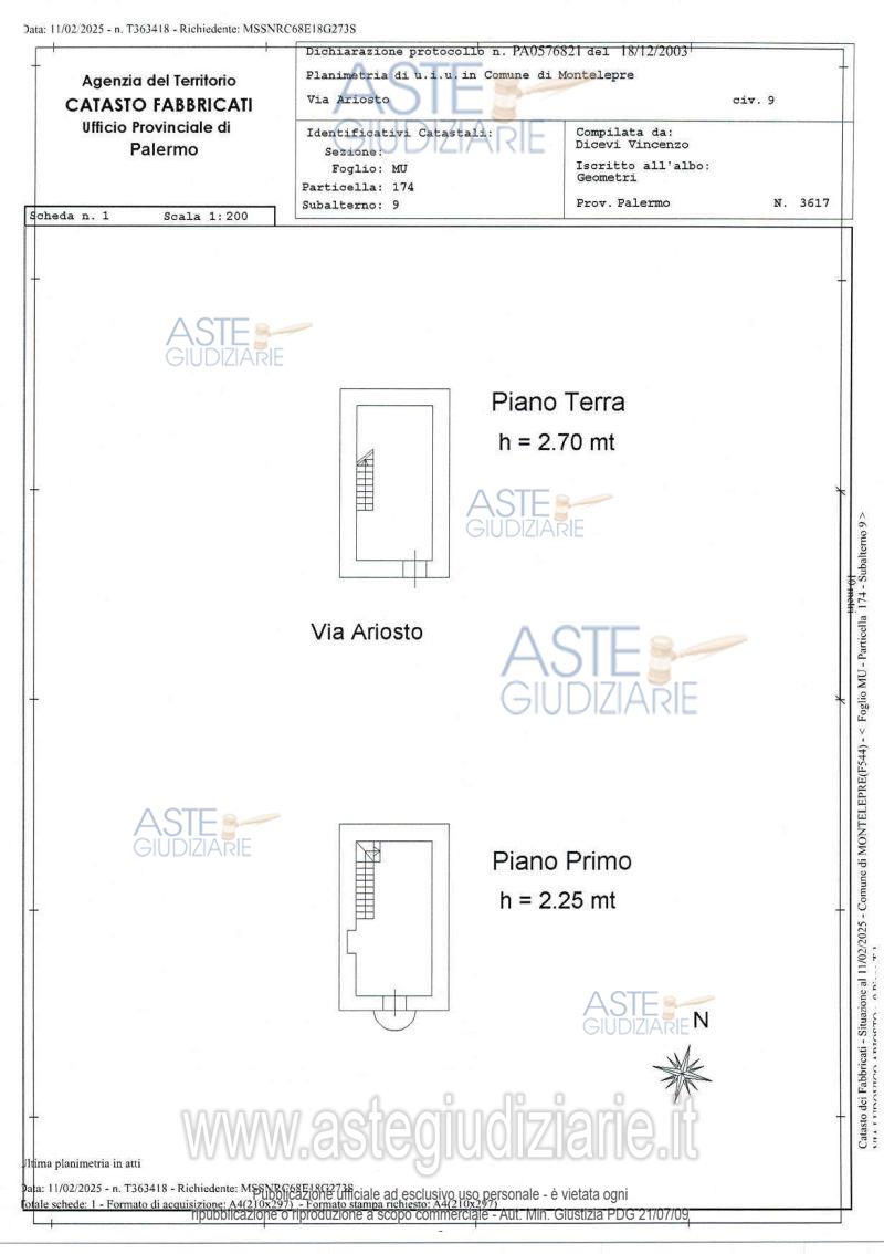 Planimetria del bene