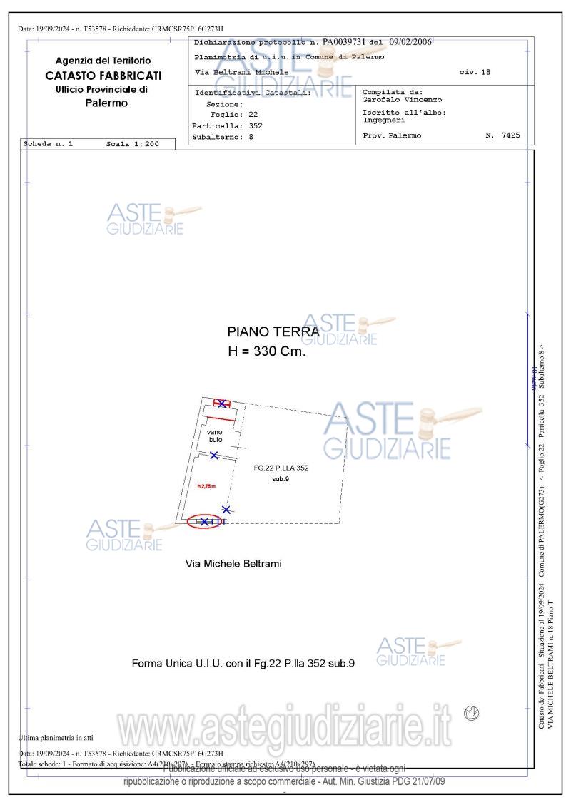 Planimetria del bene