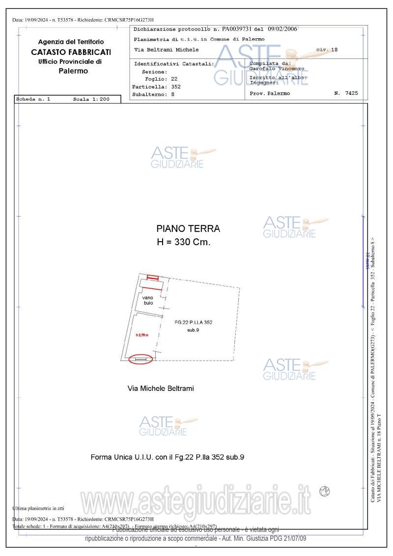 Planimetria del bene