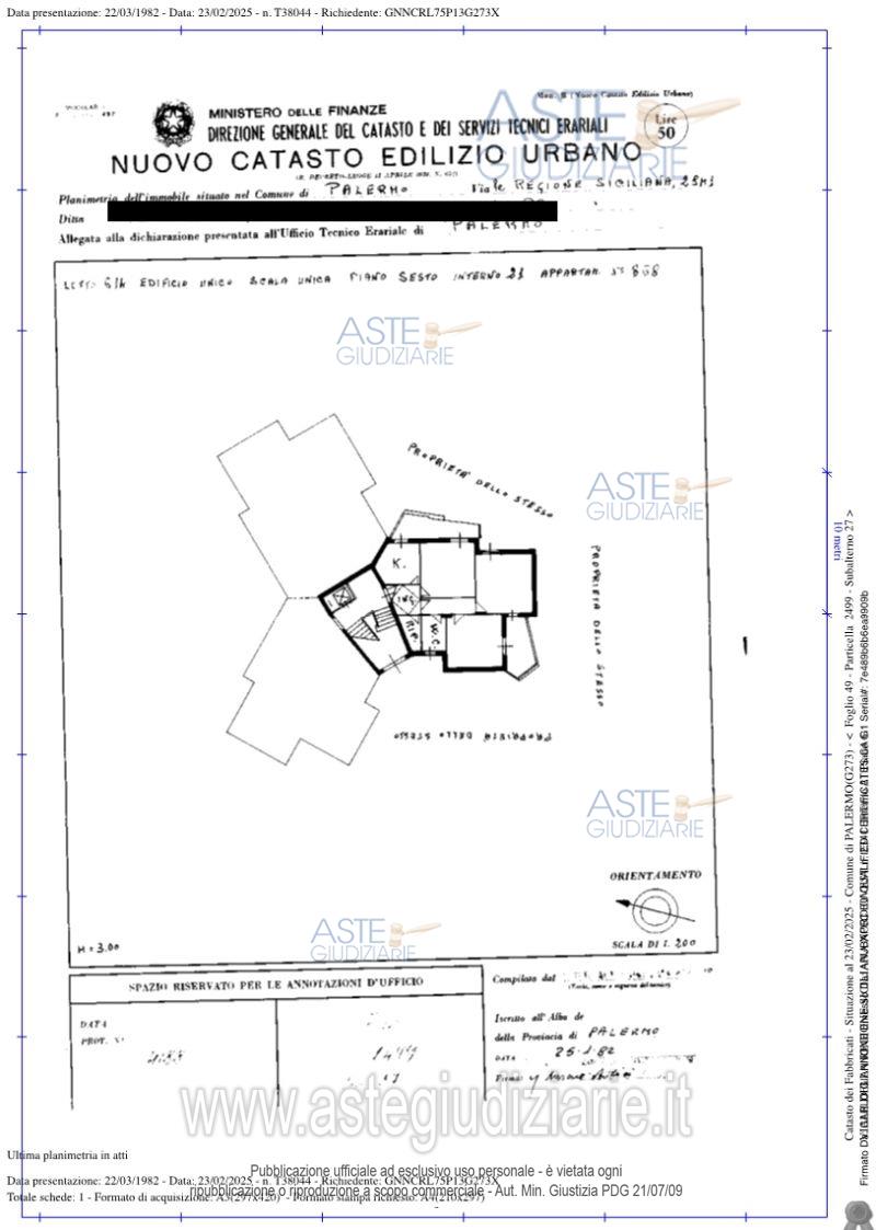 Planimetria del bene