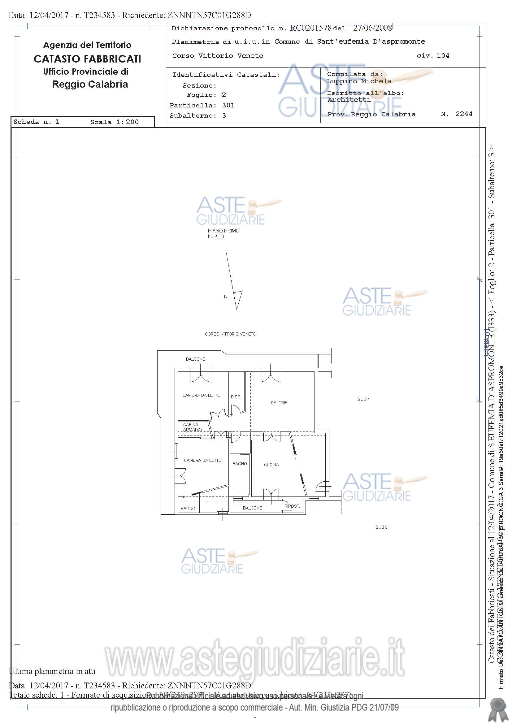 Planimetria del bene