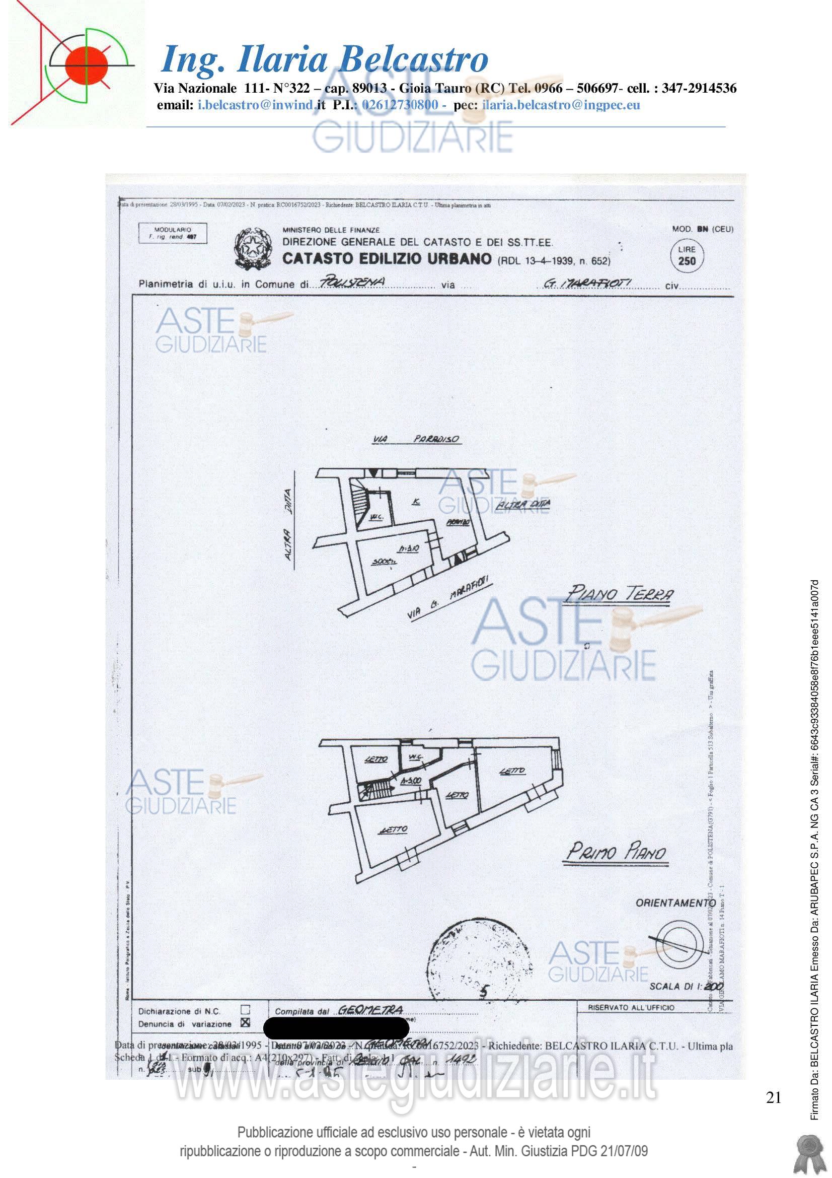 Planimetria del bene