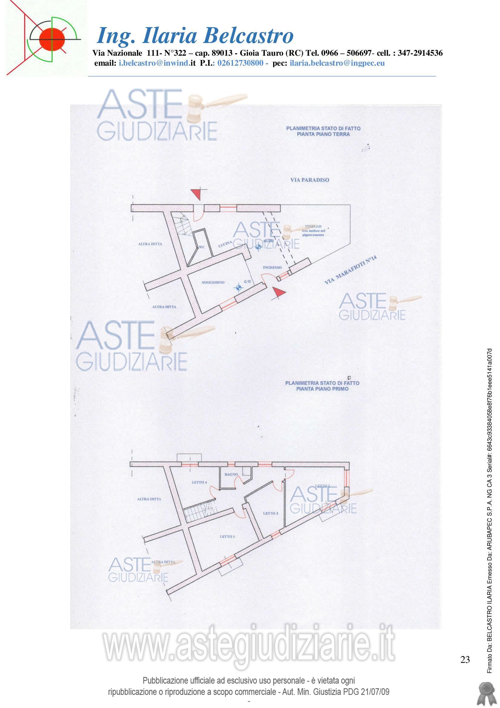 Planimetria del bene