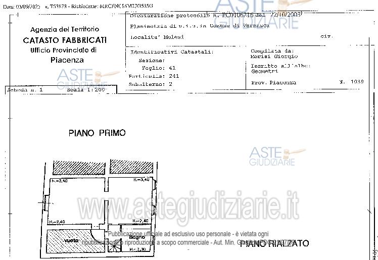 Planimetria del bene