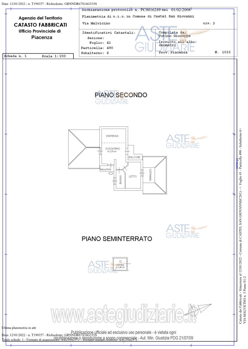 Planimetria del bene