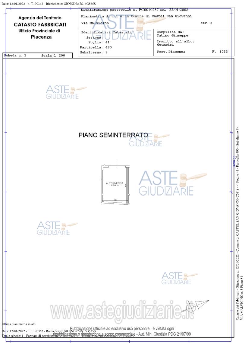 Planimetria del bene