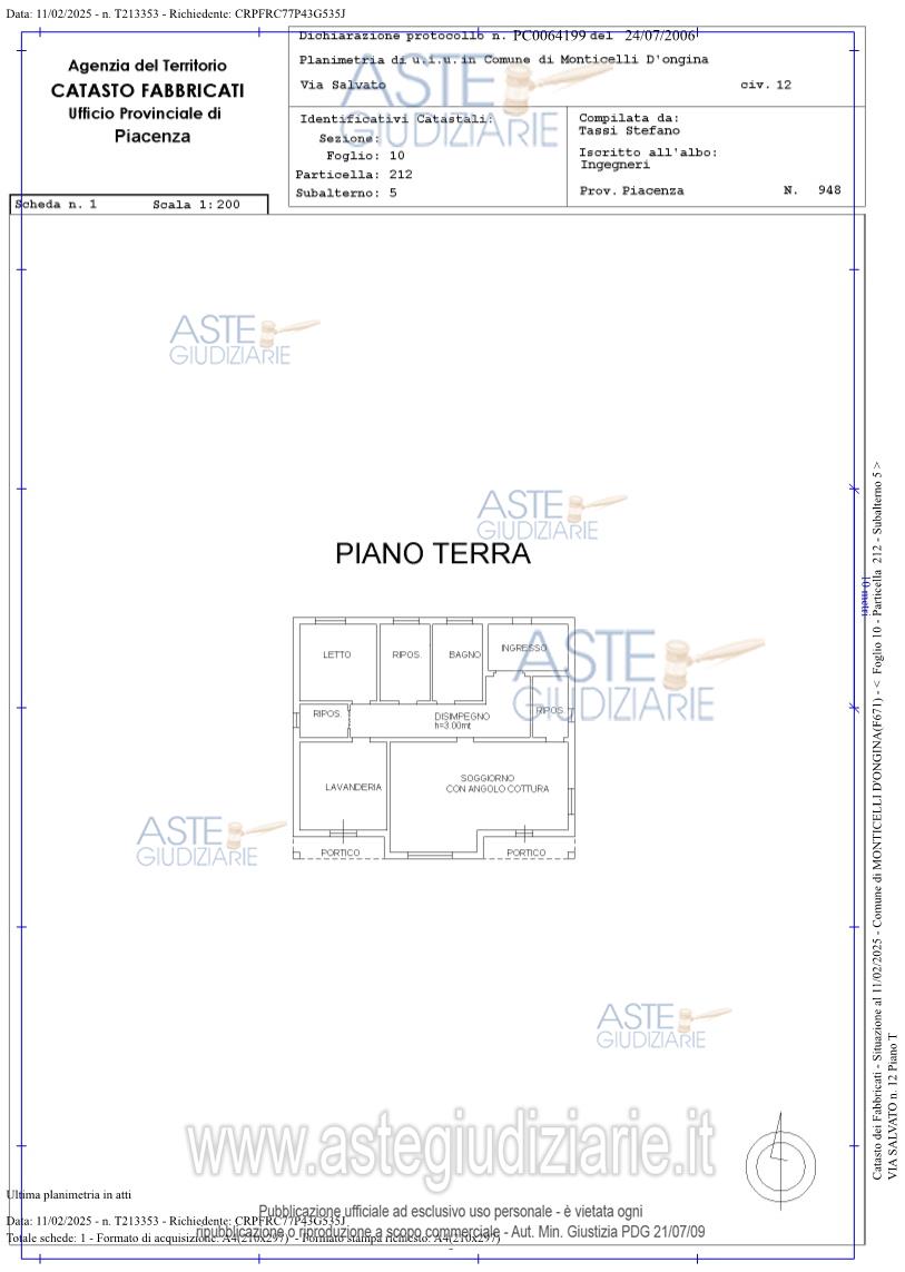 Planimetria del bene