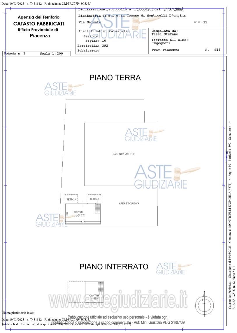 Planimetria del bene