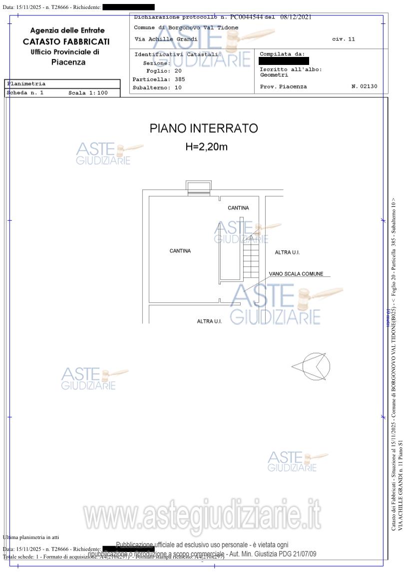 Planimetria del bene