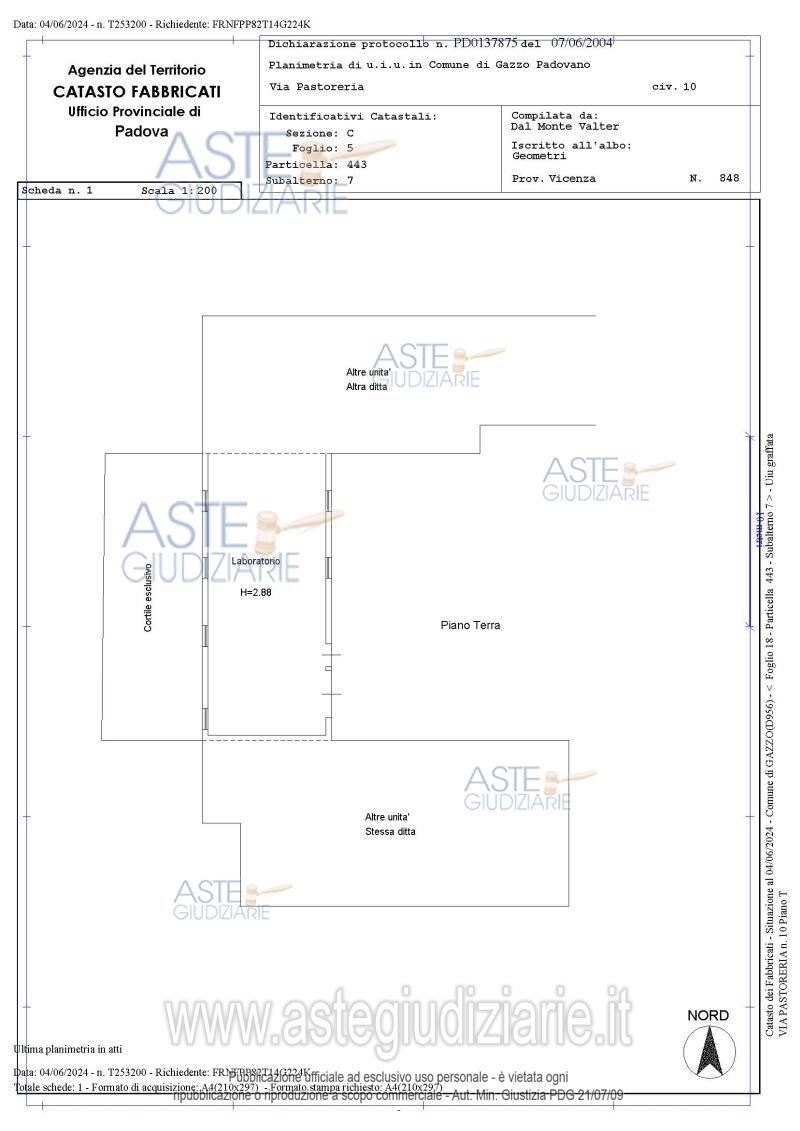Planimetria del bene