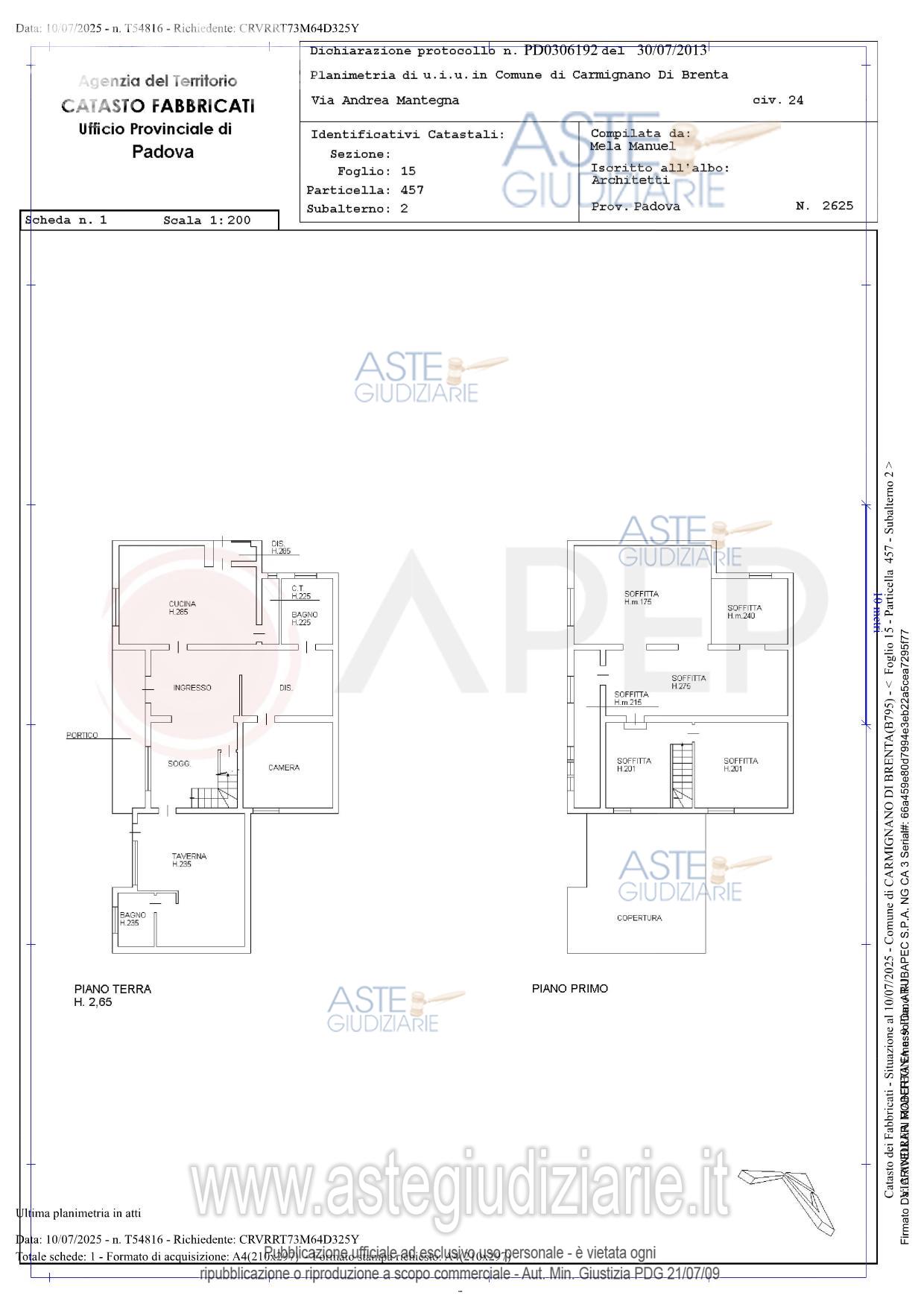 Planimetria del bene