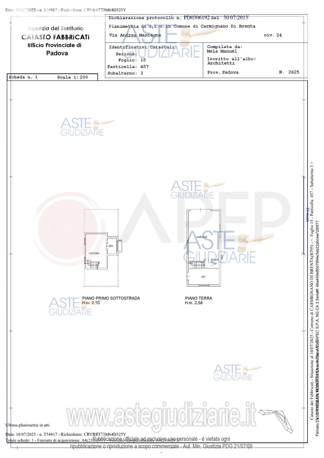 Planimetria del bene