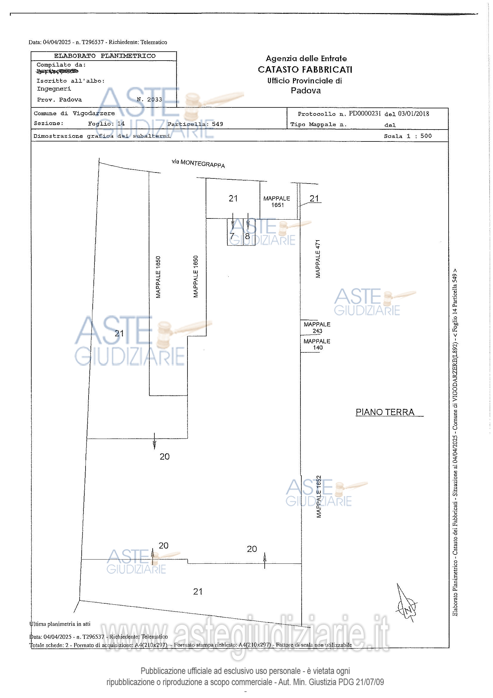 Planimetria del bene