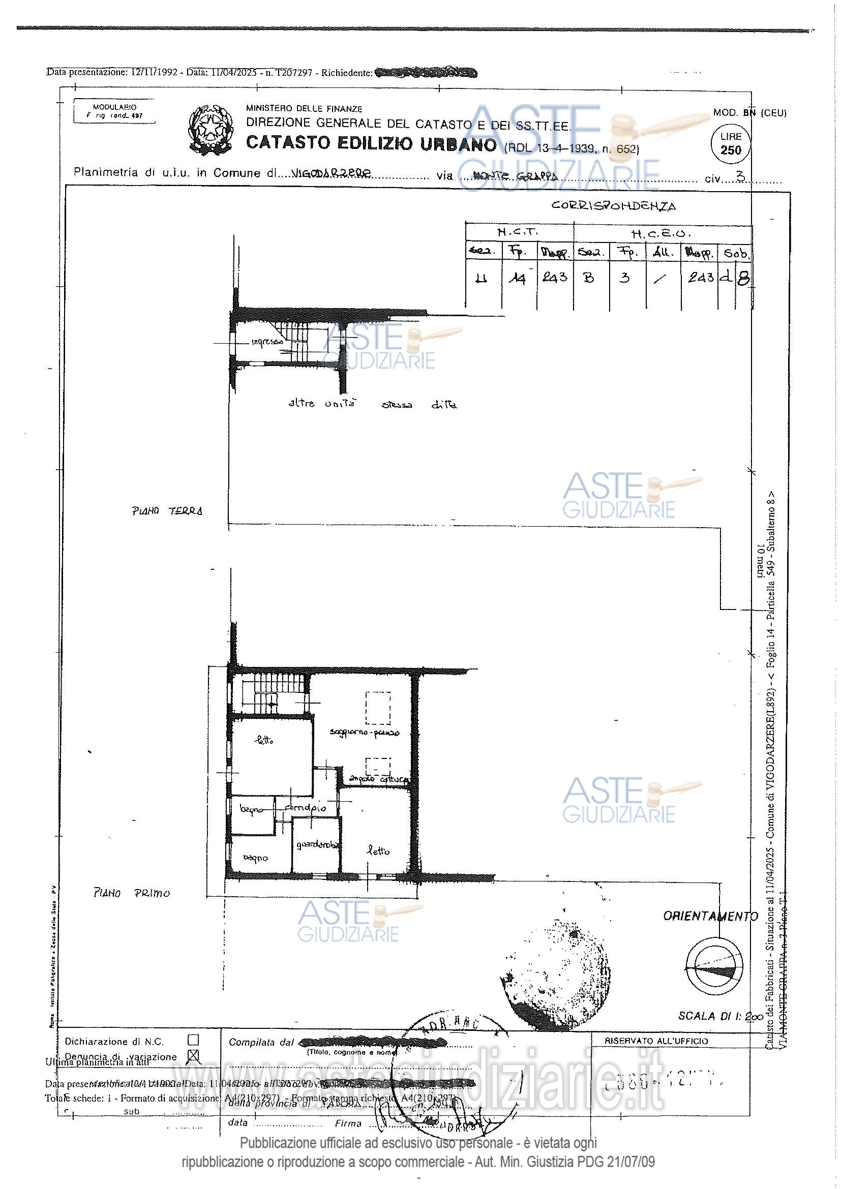 Planimetria del bene
