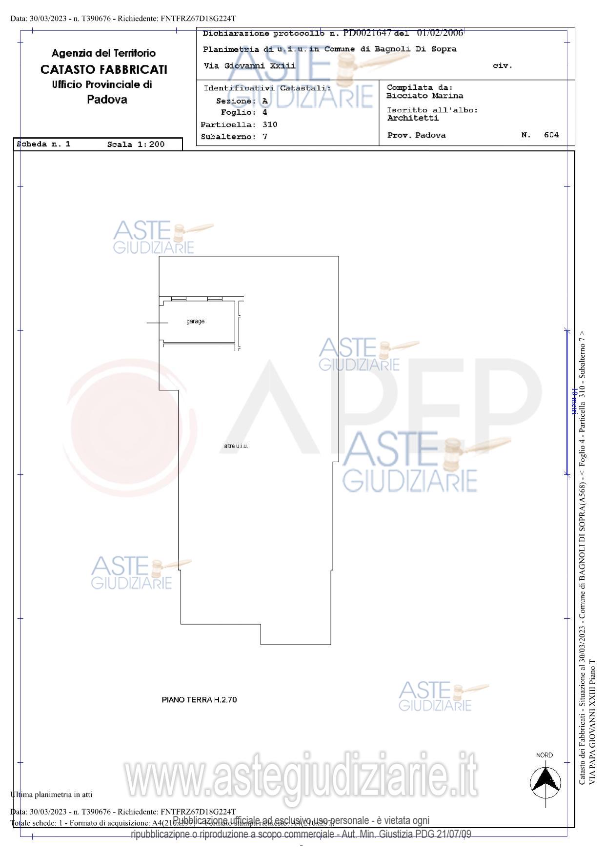 Planimetria del bene