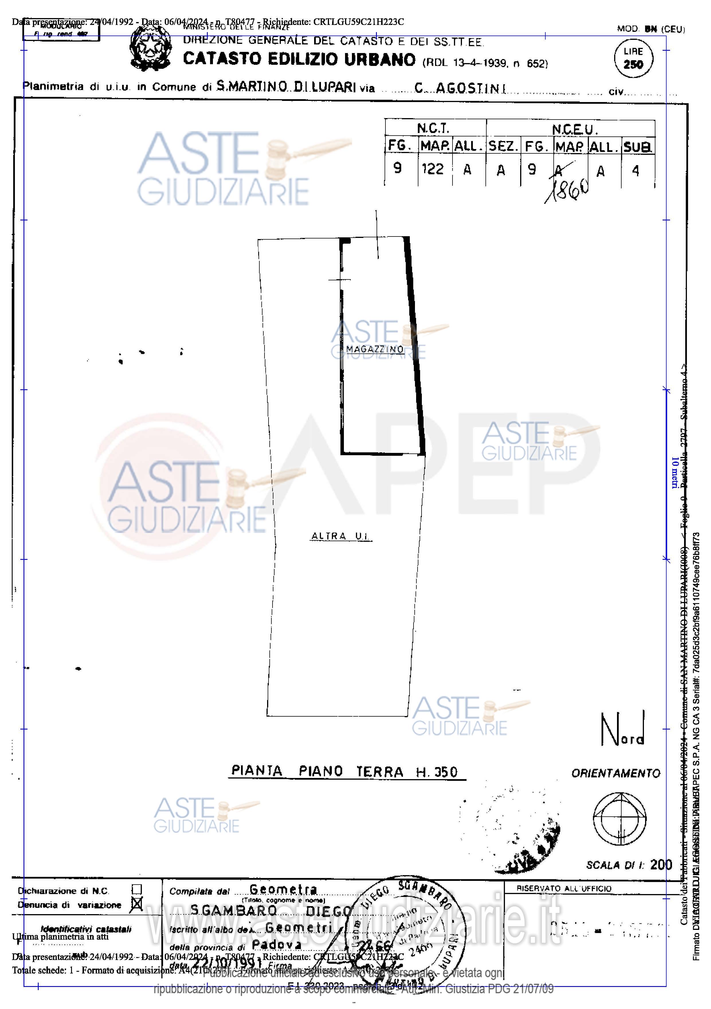 Planimetria del bene
