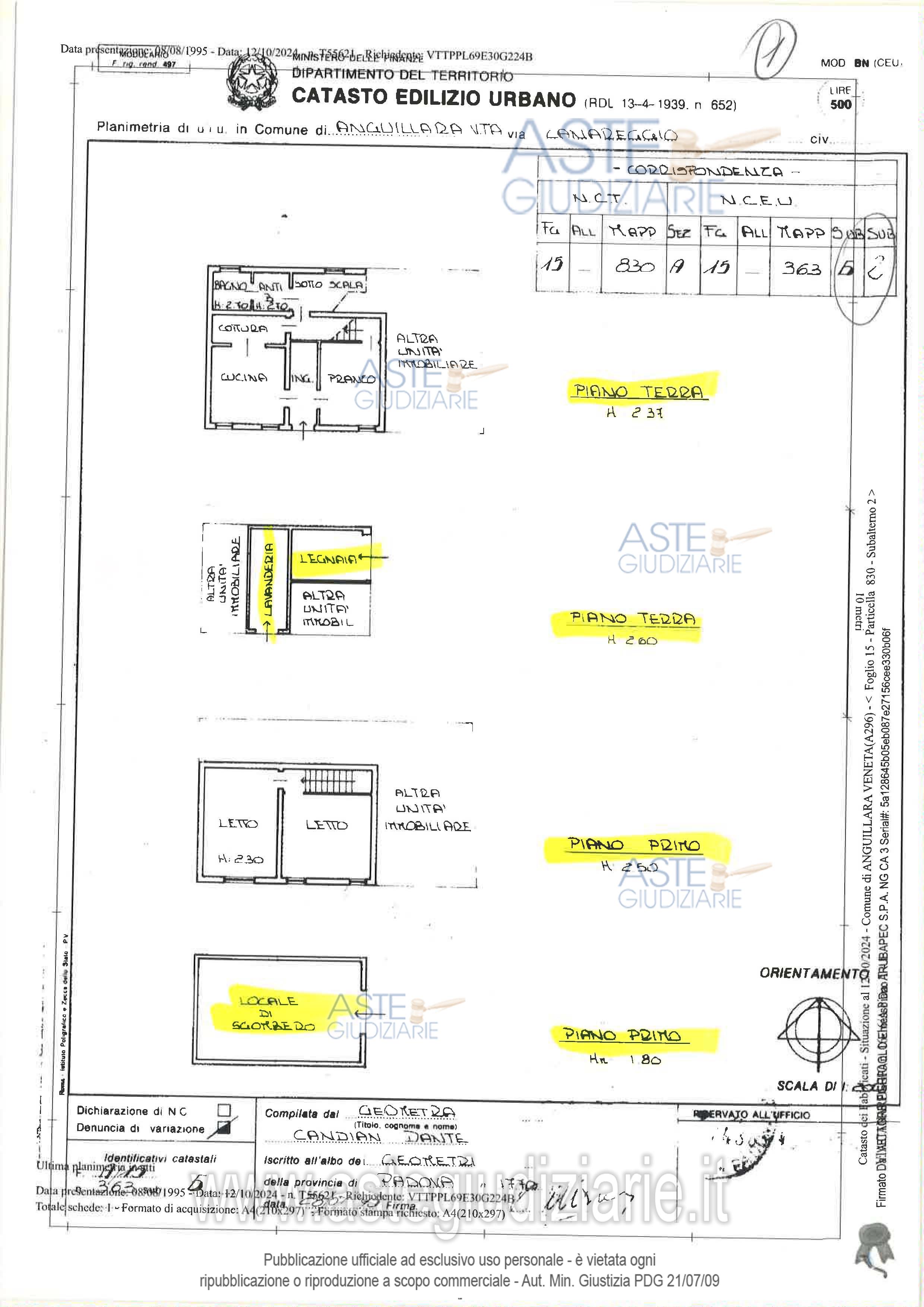 Planimetria del bene