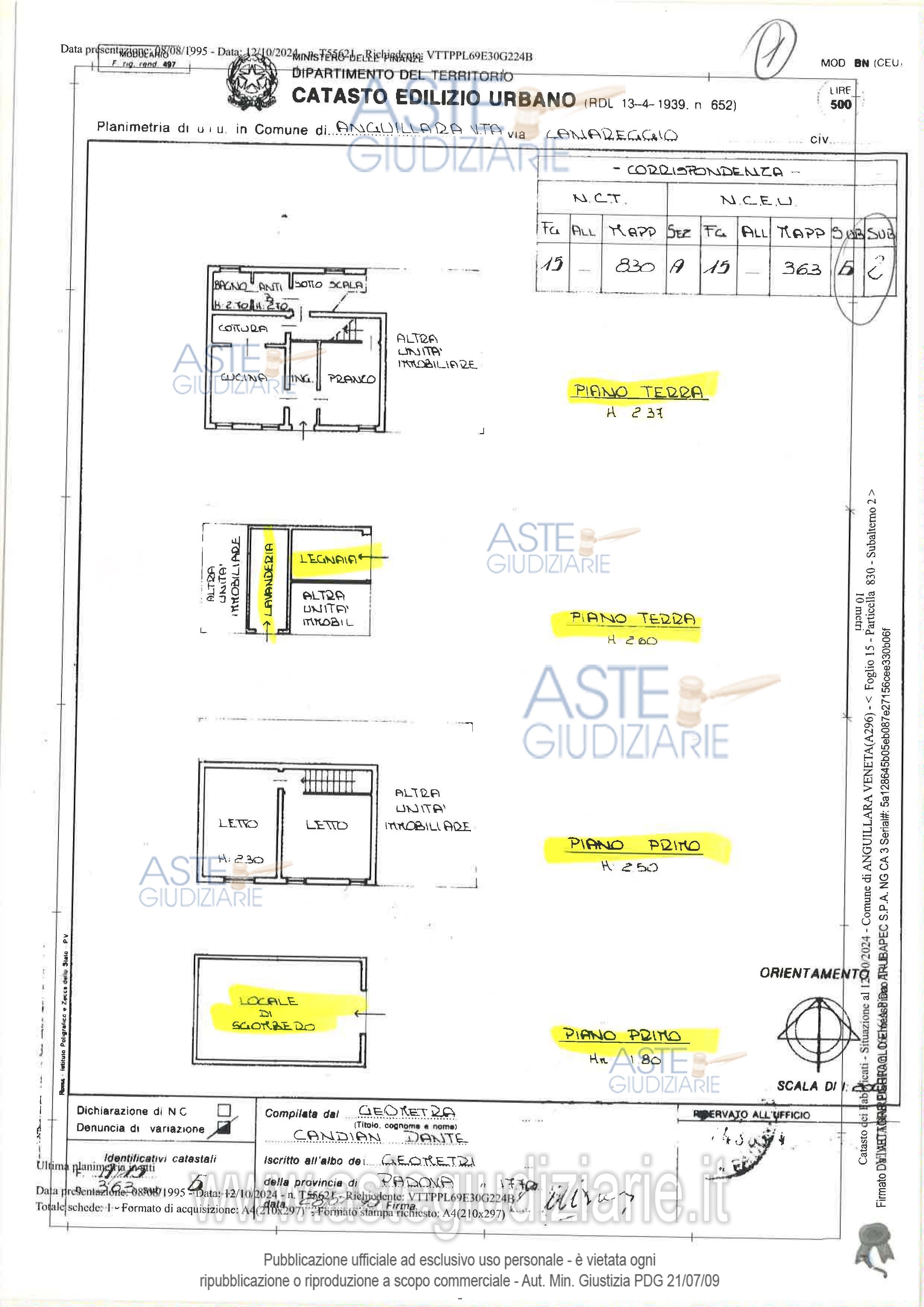 Planimetria del bene