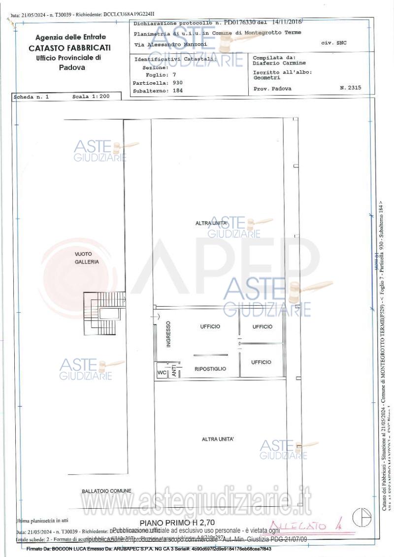 Planimetria del bene