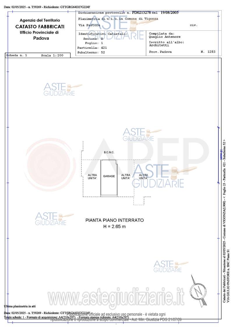 Planimetria del bene