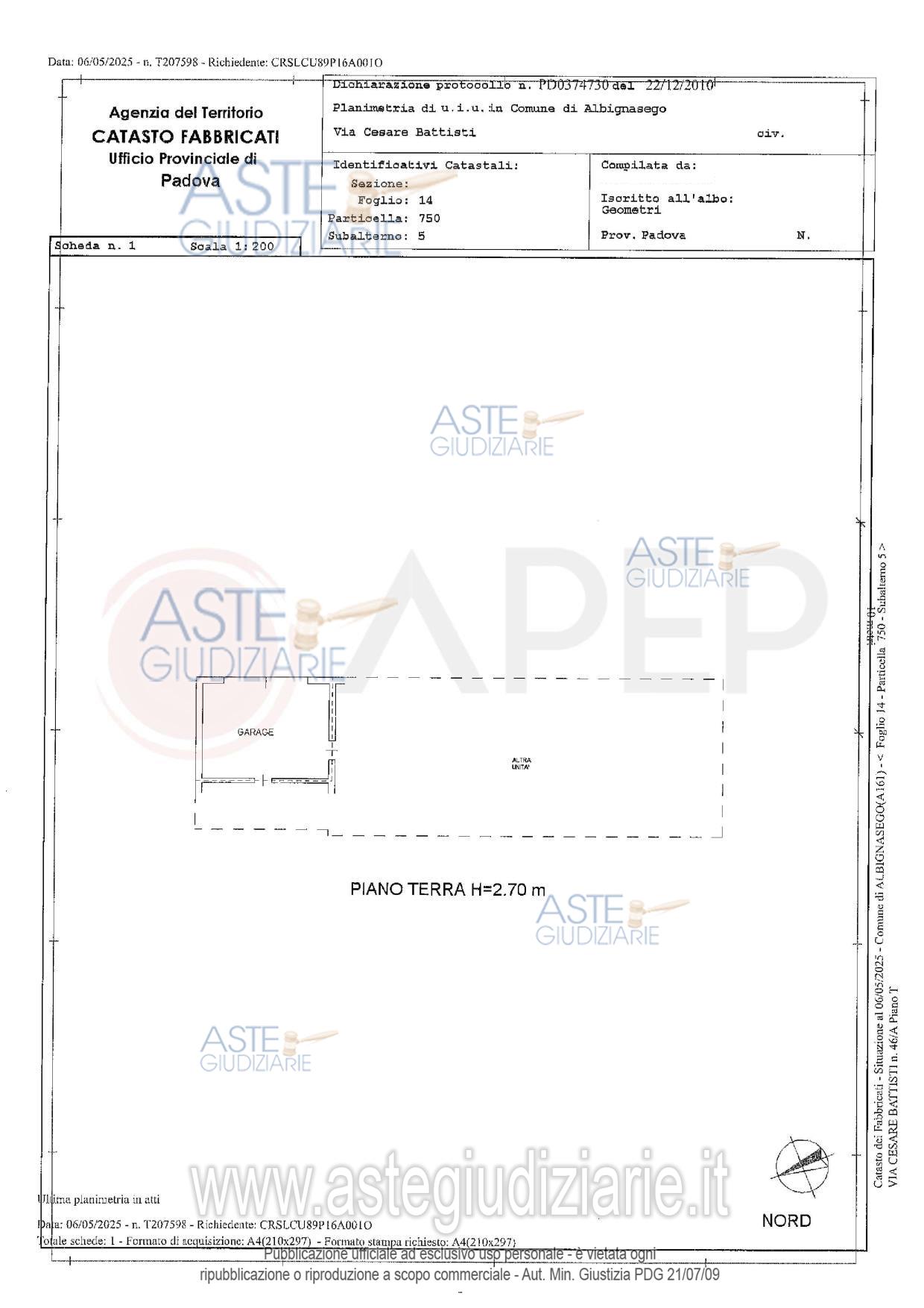 Planimetria del bene