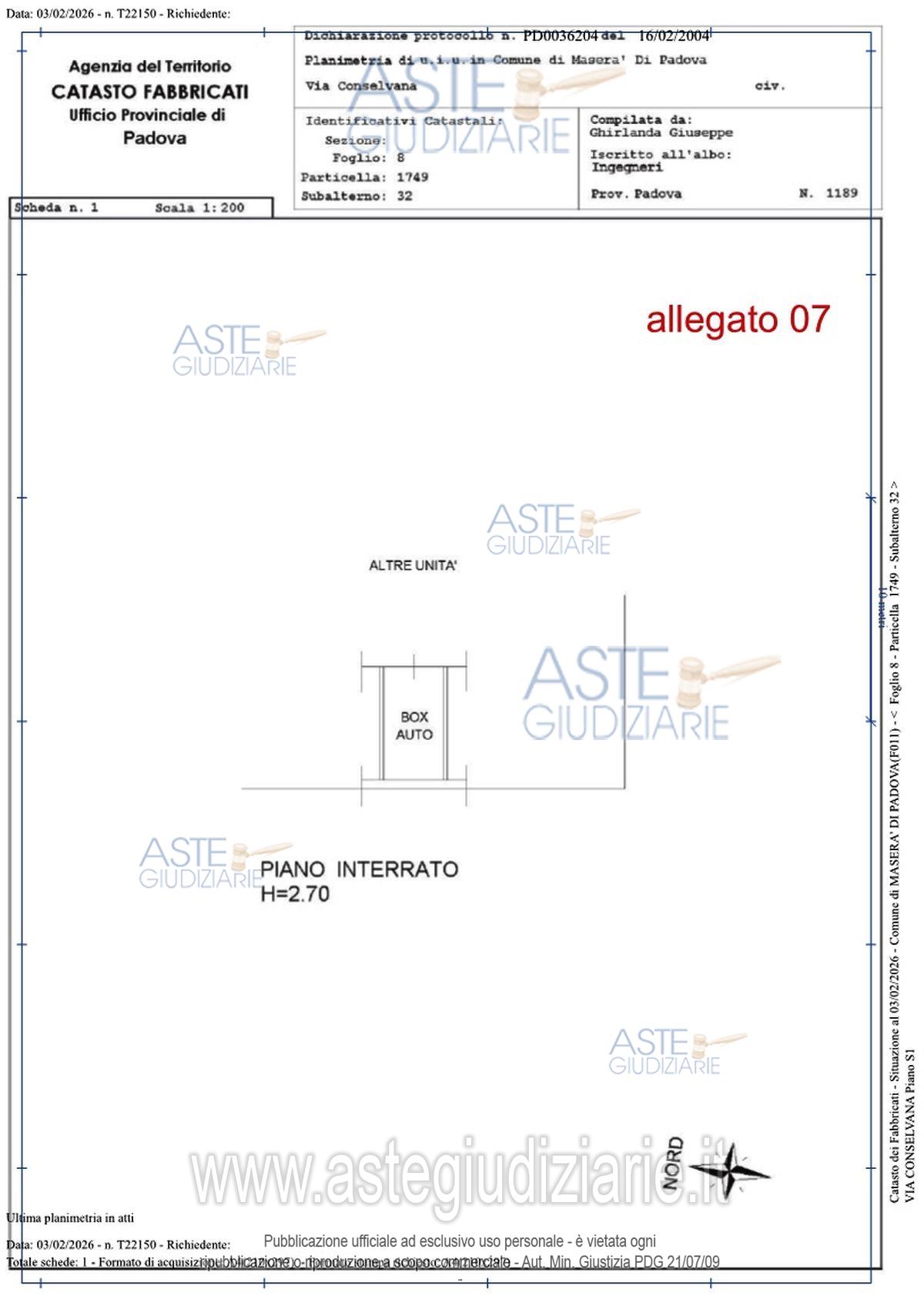 Planimetria del bene