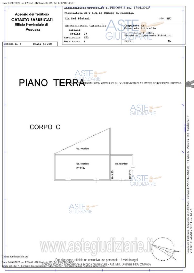 Planimetria del bene