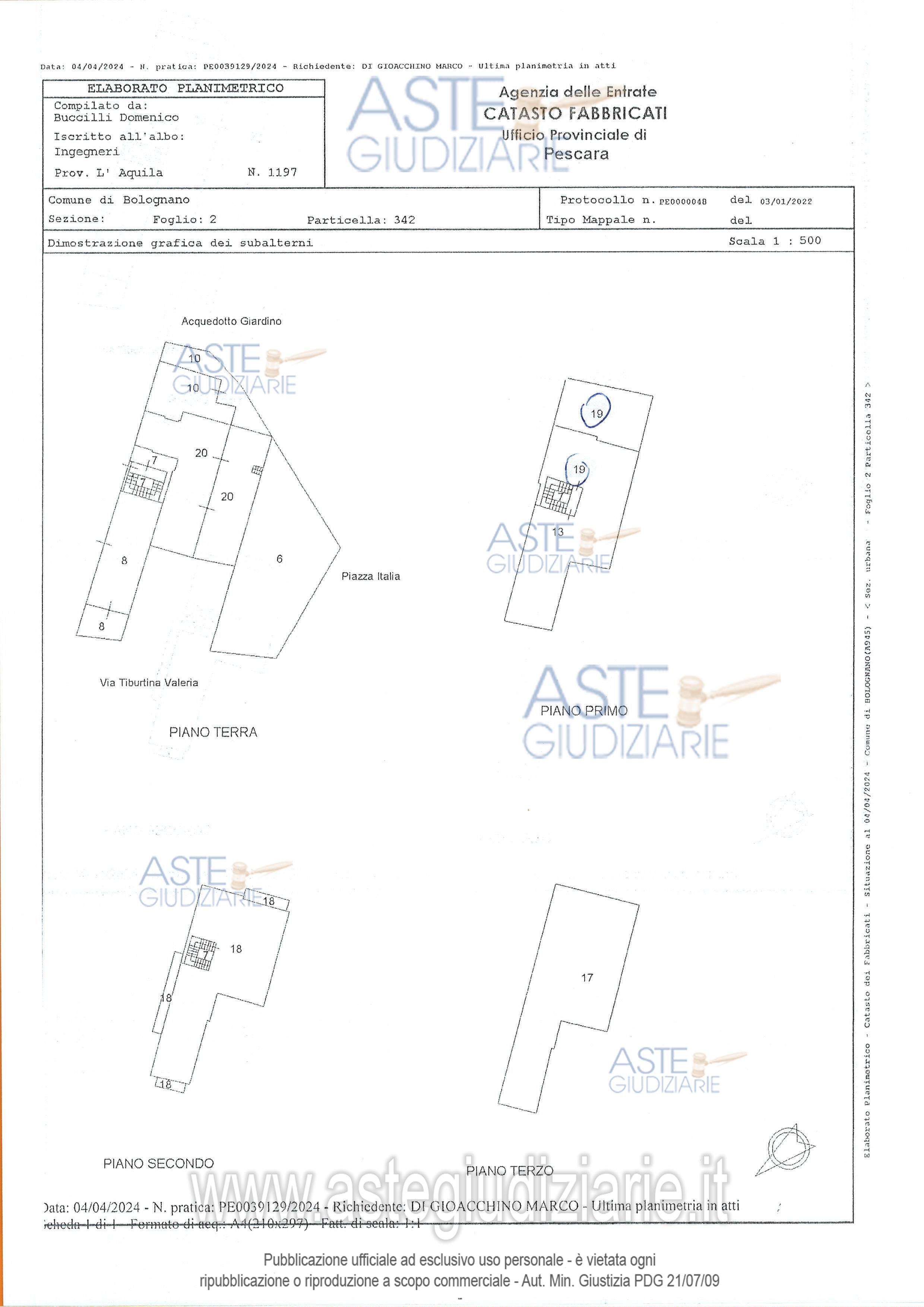 Planimetria del bene