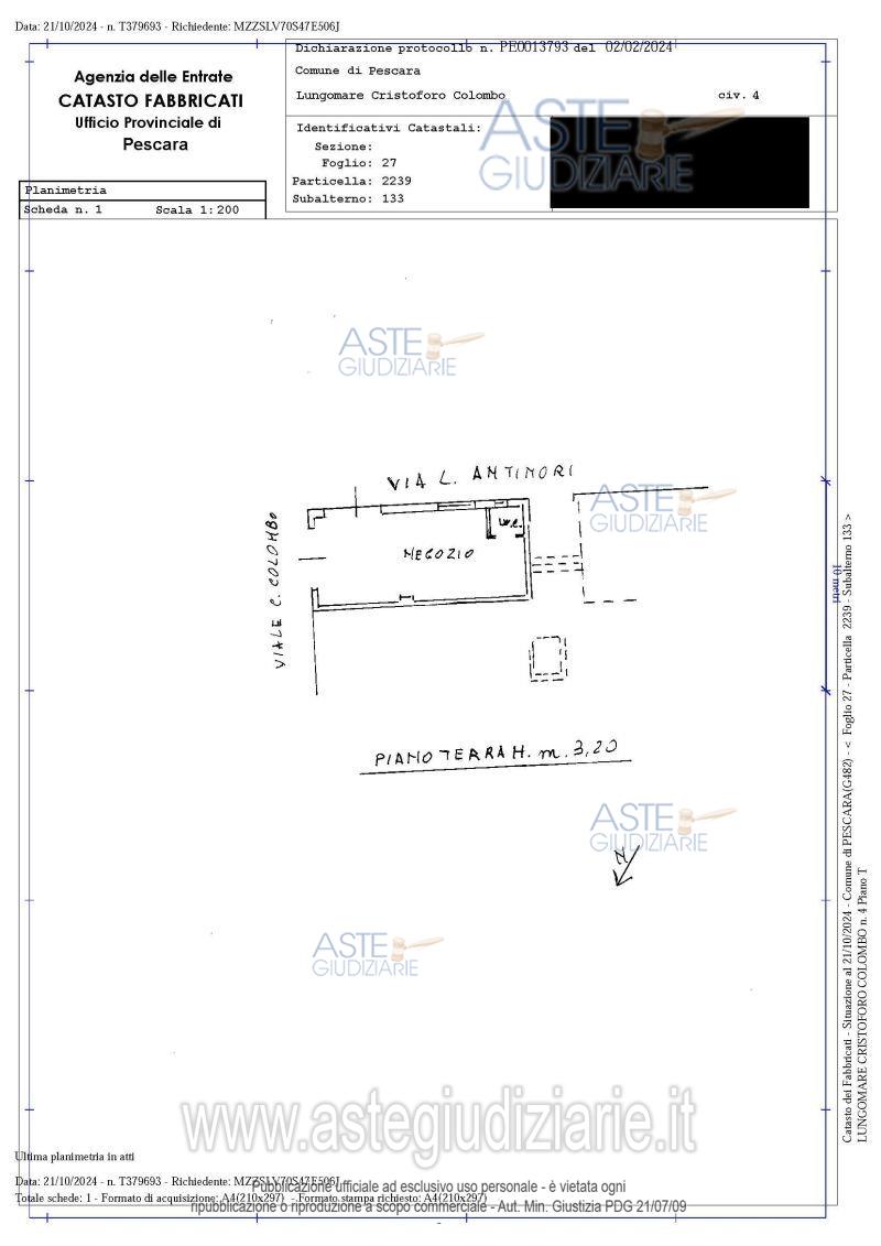 Planimetria del bene