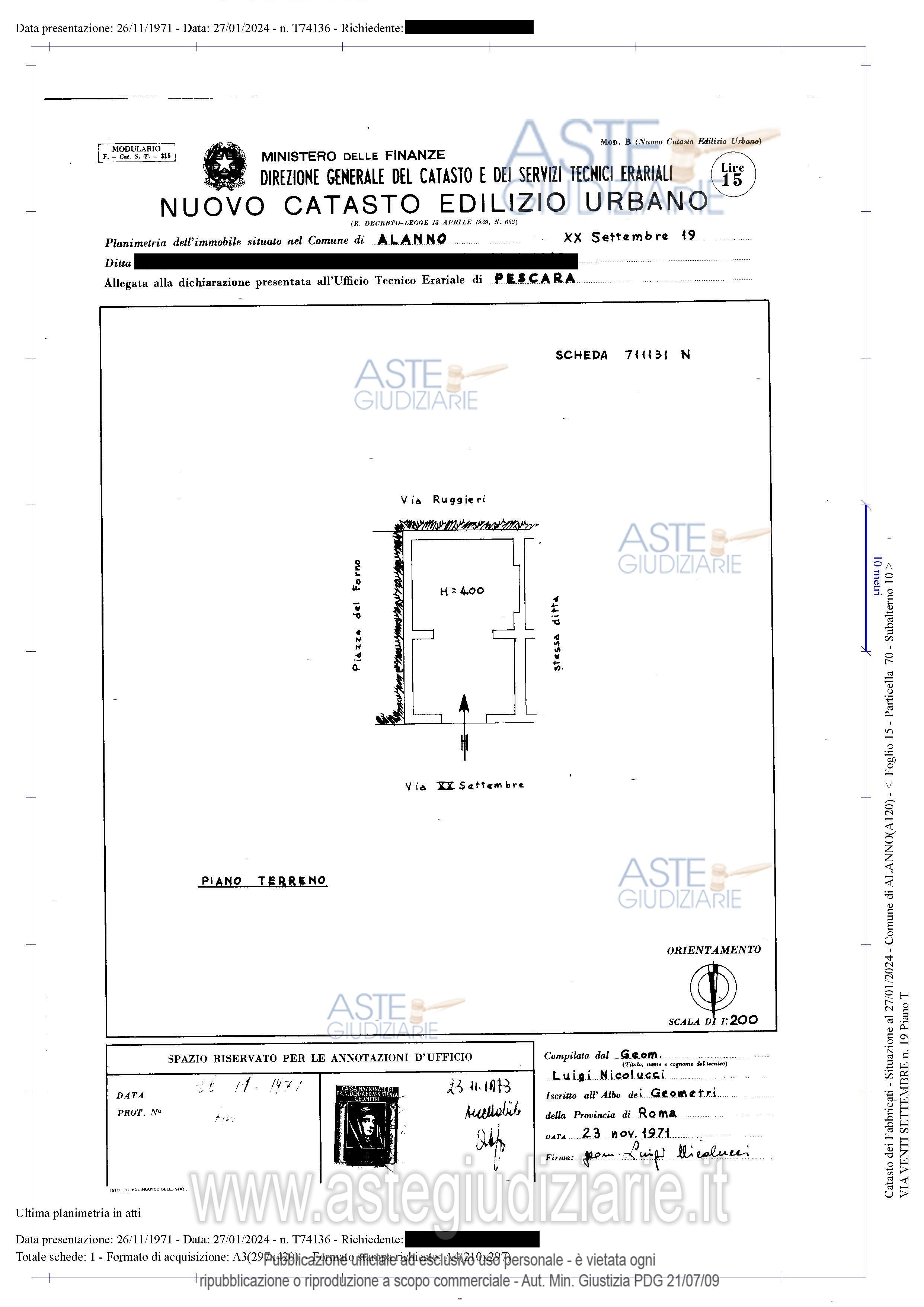 Planimetria del bene