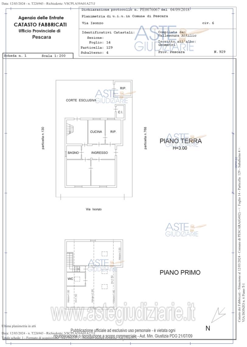 Planimetria del bene