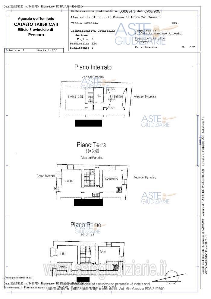 Planimetria del bene