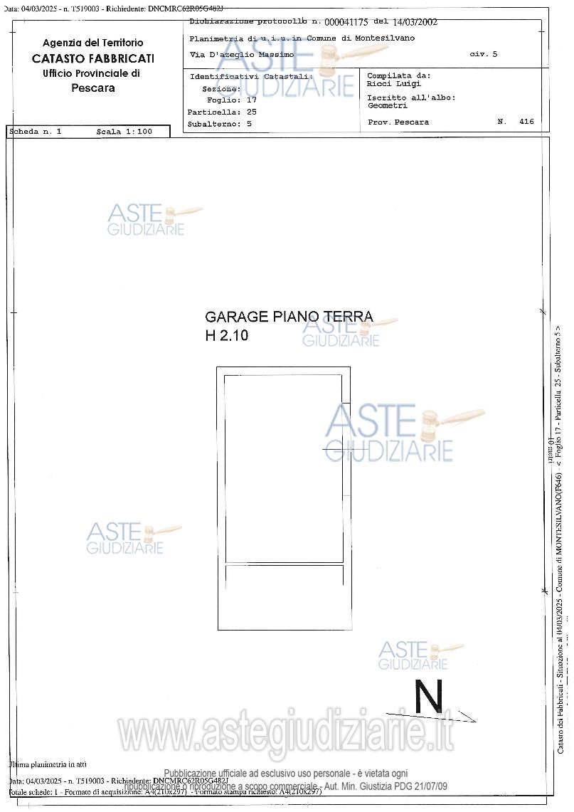 Planimetria del bene