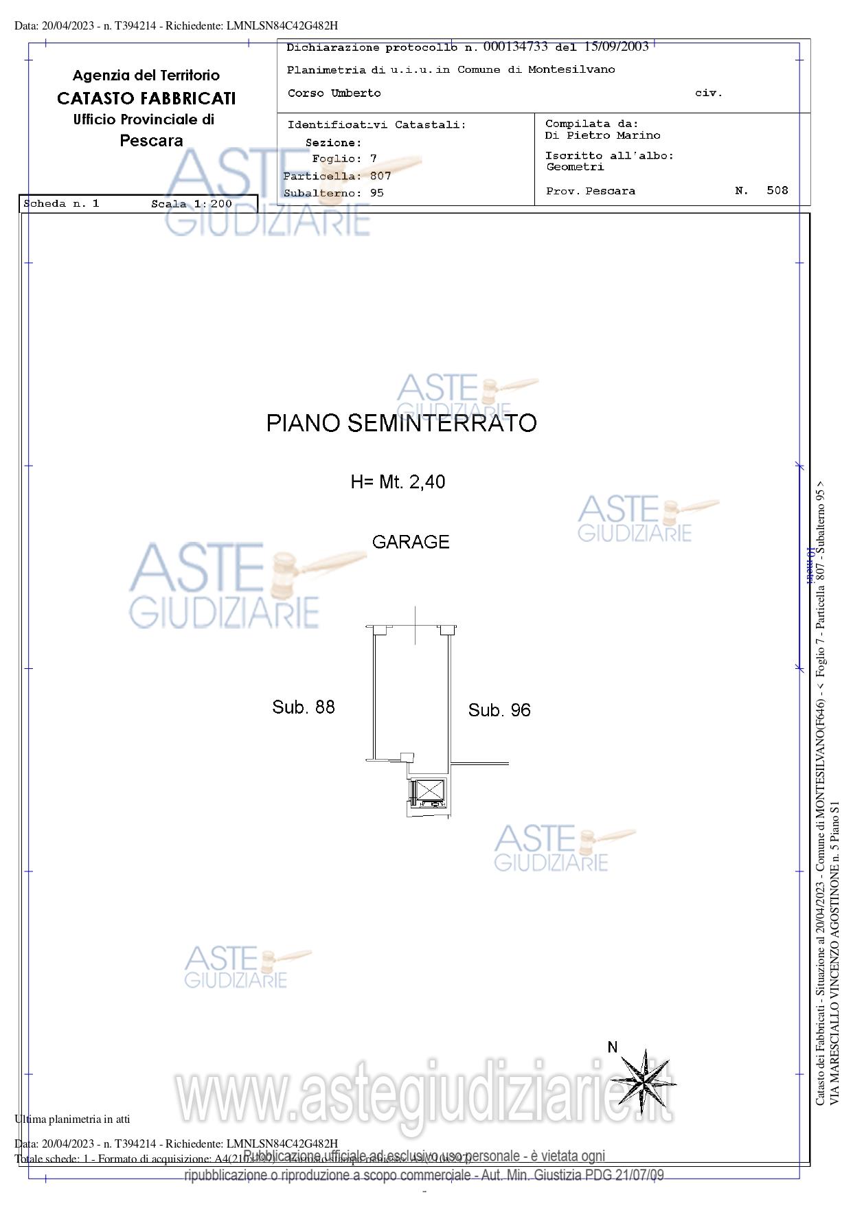 Planimetria del bene