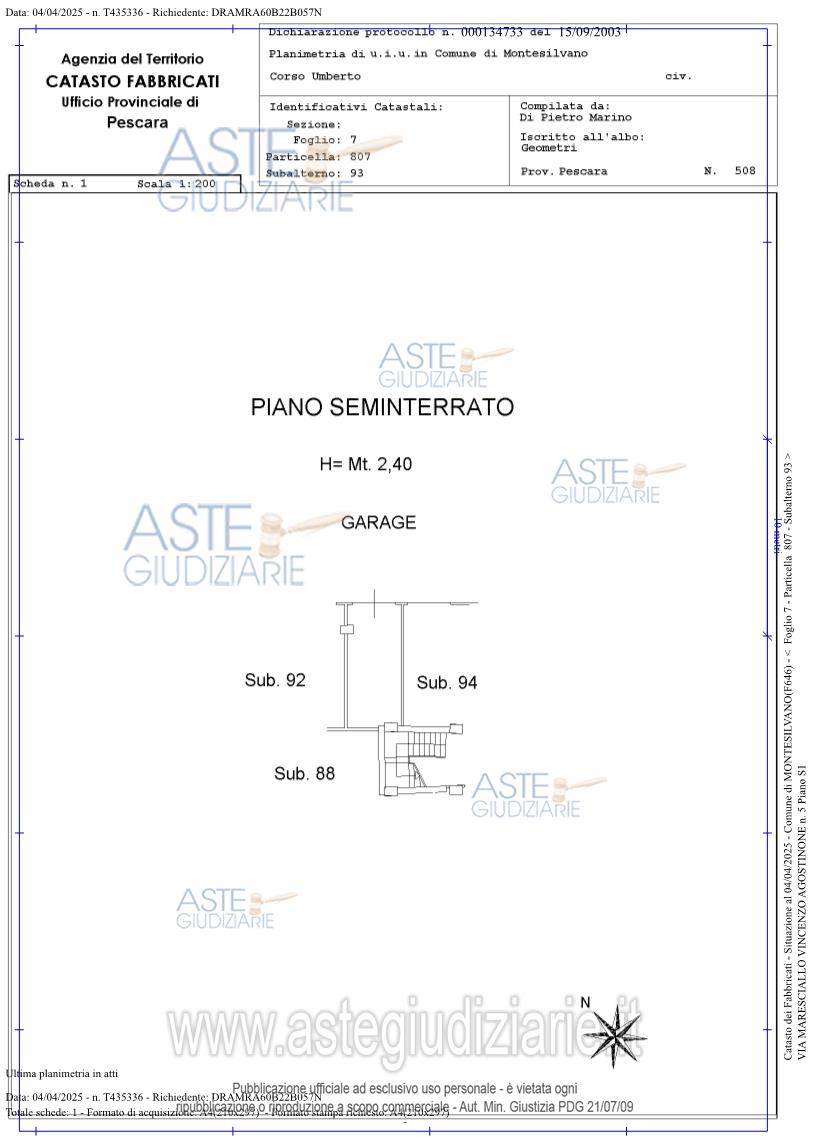 Planimetria del bene